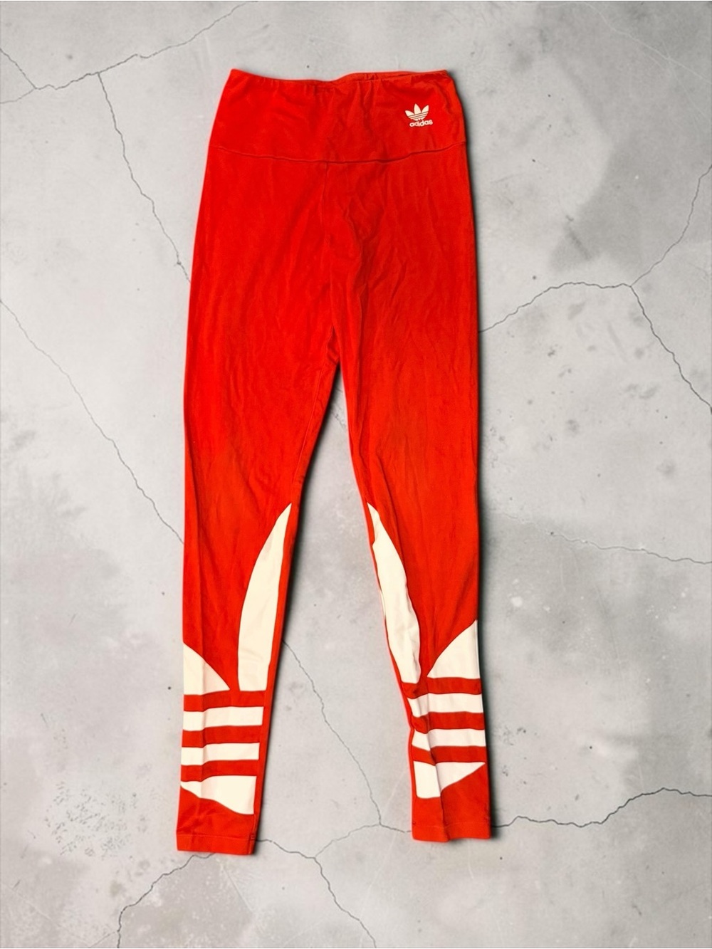 adidas Red Leggings with White Trefoil Accents